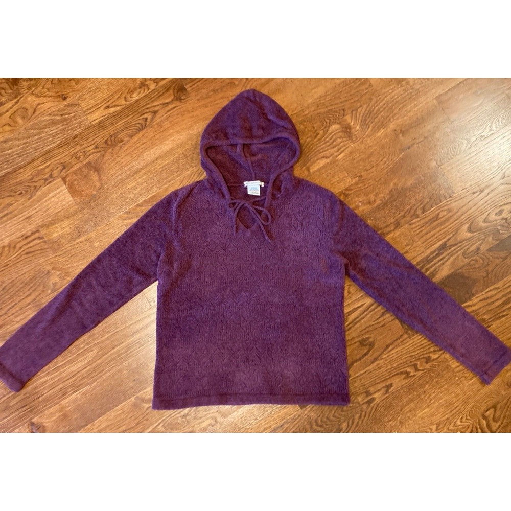 Exofficio Womens Size Large  Purple Long Sleeve Sweater V Neck Super Soft Hooded